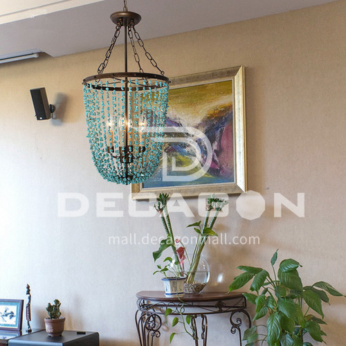 American country bedroom dining room retro villa wrought iron turquoise chandelier-WX-D9096
